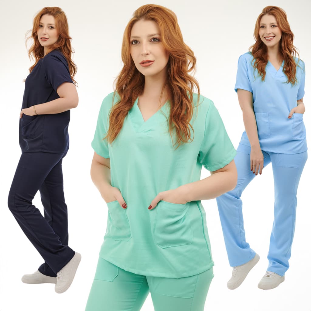 Conjunto Pijama Cirúrgico Em Gabardine Scrub Hospitalar Não Amassa Seca Rápido Feminino Várias Cores