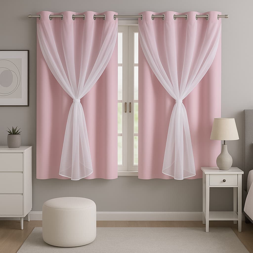 Cortina Blackout De PVC Com Voil Sala Quarto 2,20m x 1,30m