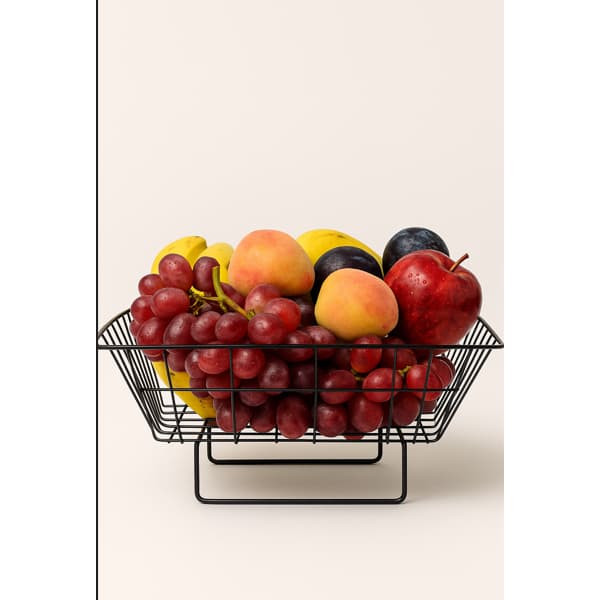 Fruteira de Mesa Aramada Preta com Pezinhos Interligados | Cesto de Frutas de Metal | Fruteira Decorativa
