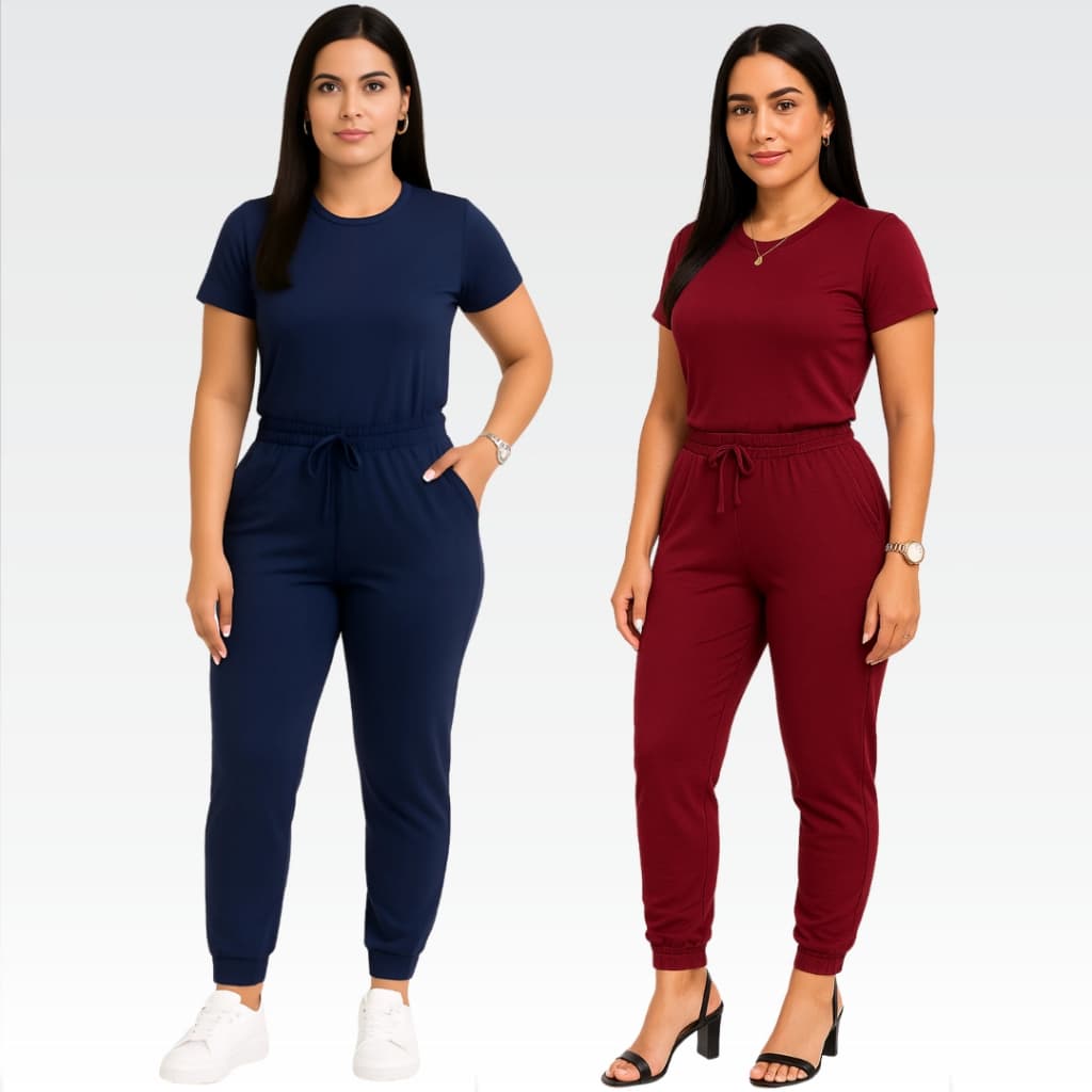 Kit 2 Conjuntos Blusa e Calça Feminina Liso Uniforme Casual Fardamento Roupa Elegante