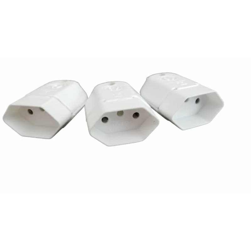 Kit Plug Adaptador De Tomada Femea Branco 3 Pinos 10a Bivolt