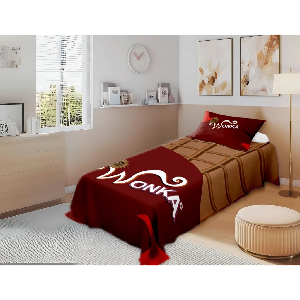 Jogo de Cama Infantil Fábrica de Chocolate – Solteiro | Doçura e Magia para os Sonhos
