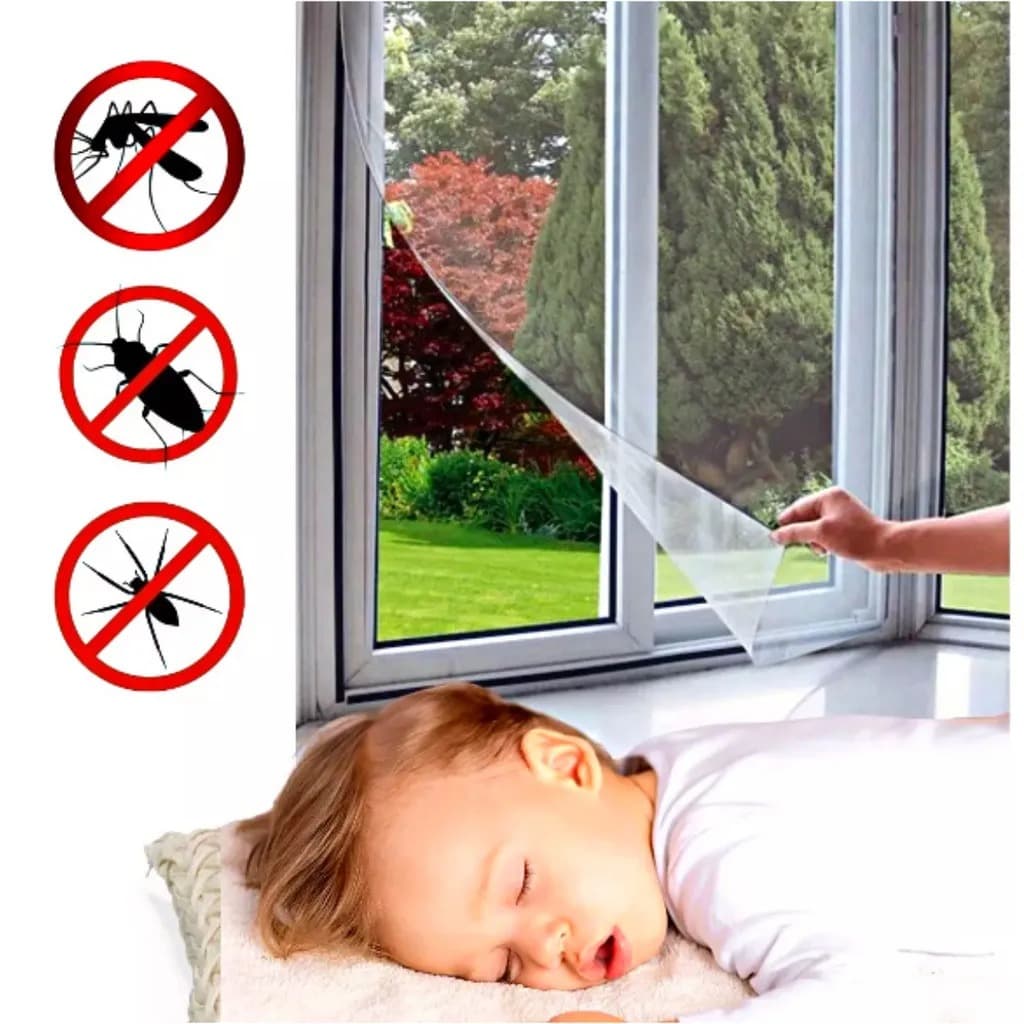 Tela Mosquiteira com Velcro para Janela e Porta – Proteção Contra Mosquitos e Insetos