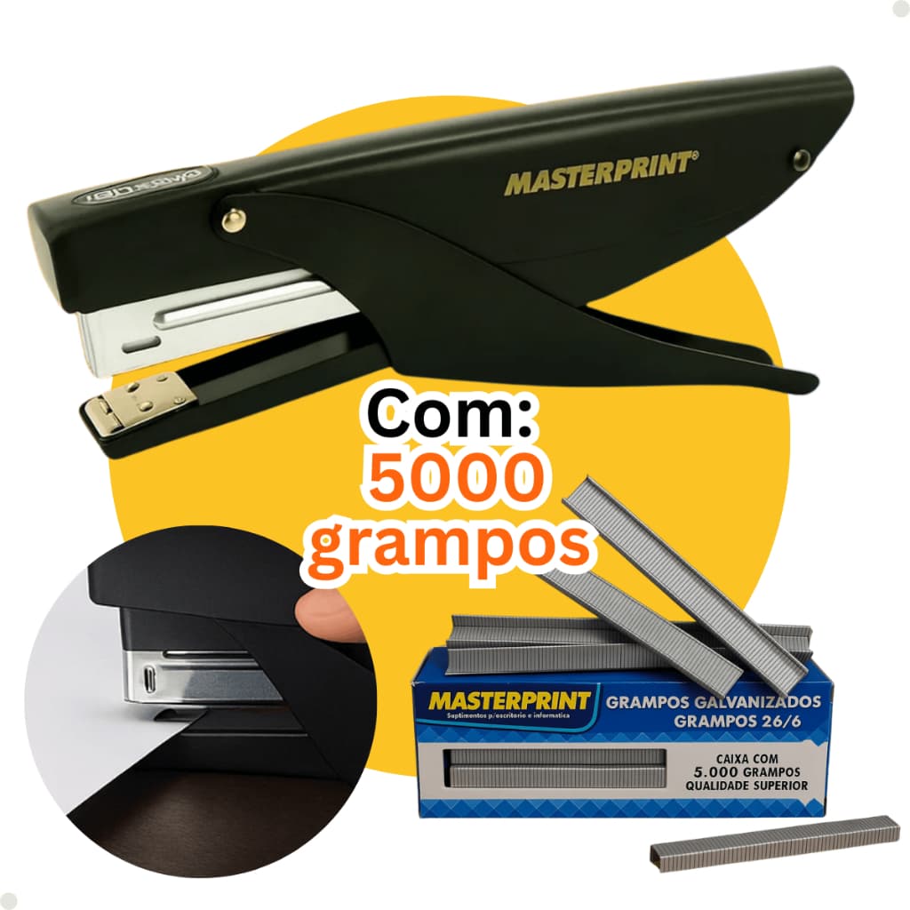 Grampeador Alicate Metálico + BRINDE 5000 Grampos P/ Escritório, Escola, Comércio