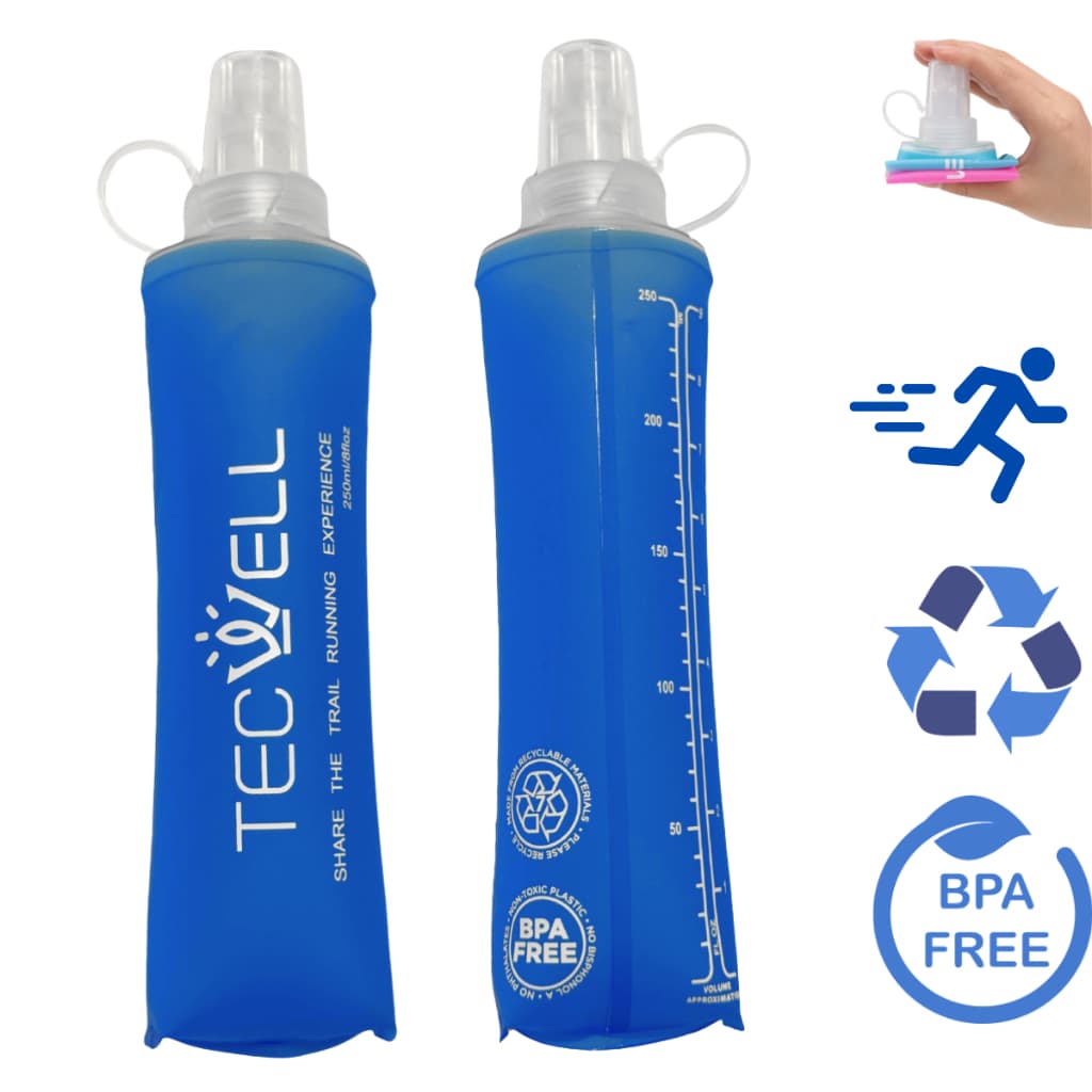 Garrafa de Água Dobrável Silicone Macia Flask Hidratação Running 250ml Soft