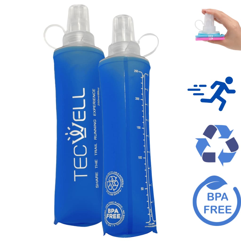 Kit 2 Garrafa De Água Hidratação Dobrável Silicone Squeeze 250ml