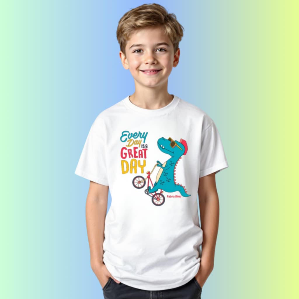 Camiseta Dry Fit Uv Pátria Kids Menino Dinossauro De Óculos