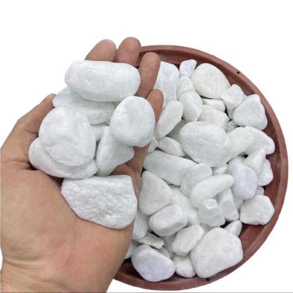 Pedra Dolomita Branca Seixo Decorativa para Aquarios Vasos Jardins Ornamentais