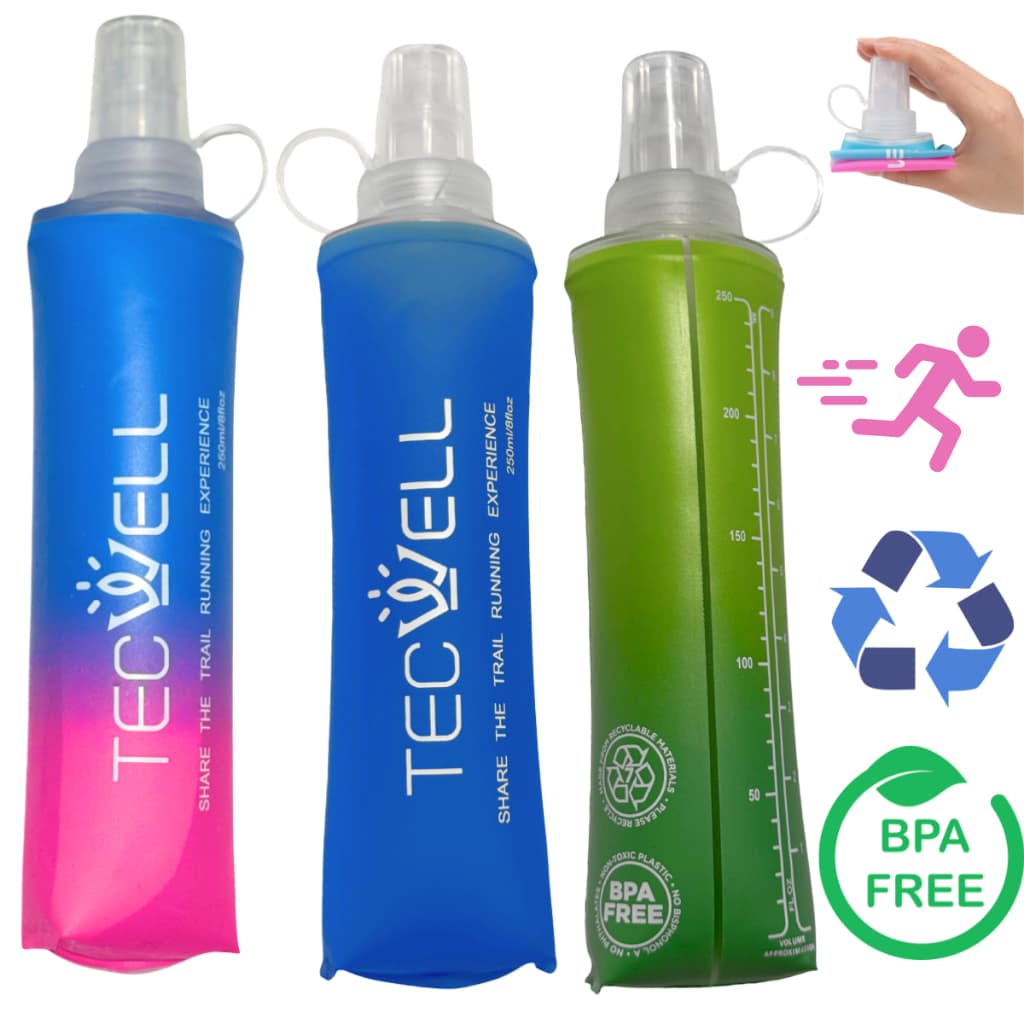 Garrafa de Água Dobrável Silicone Flask Macia Hidratação Running 250ml Soft