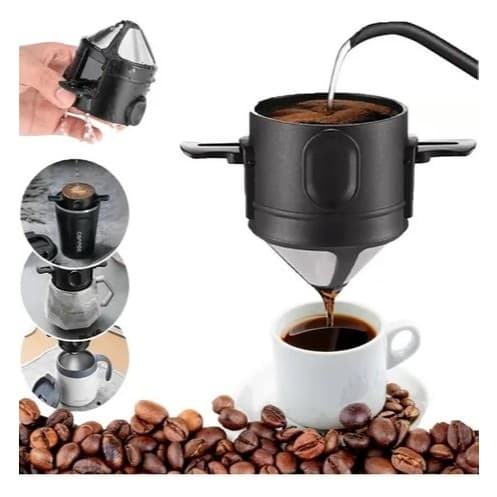Mini Filtro Coador de Café Portátil Reutilizável Com Suporte Dobrável Chá Drip Coffee