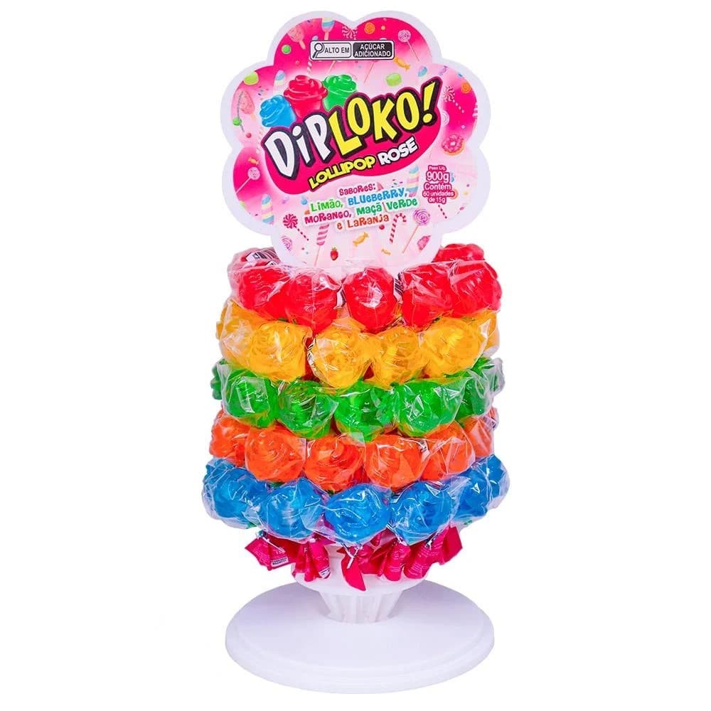 NOVIDADE DIP LOKO LOLLIPOP ROSE  COM 60 UNIDADES