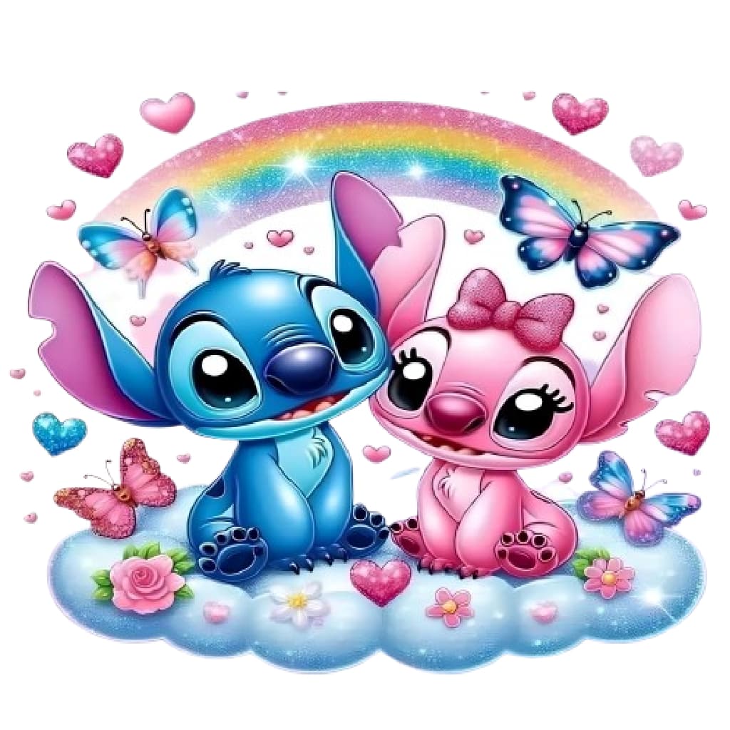 Adesivo de Parede Infantil Lilo & Stitch Decoração Quarto Infantil Papel de Parede Lilo Angel Stitch