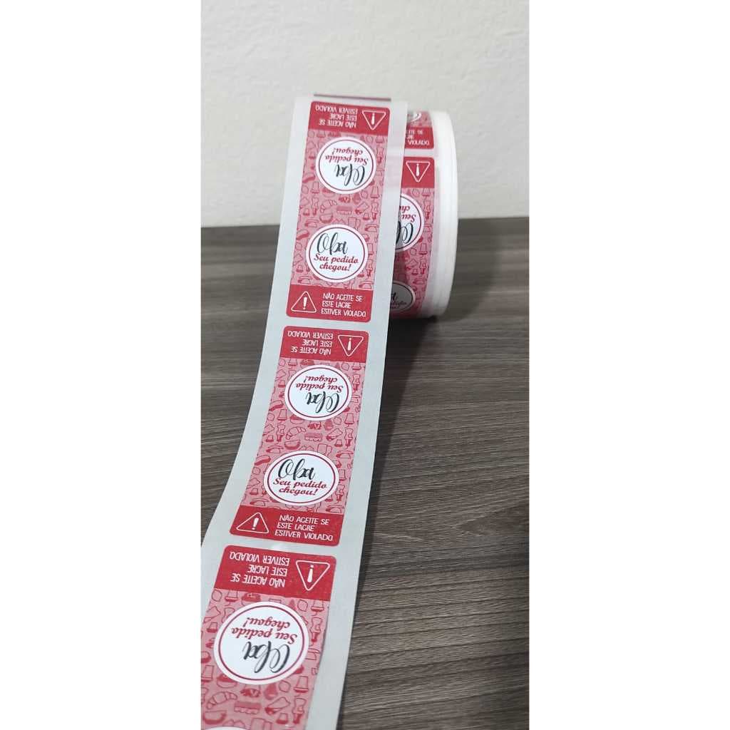 2000 Lacre de Segurança Adesivo " Oba Seu Pedido Chegou ! " Delivery Ifood - Rappi -  Uber Eats