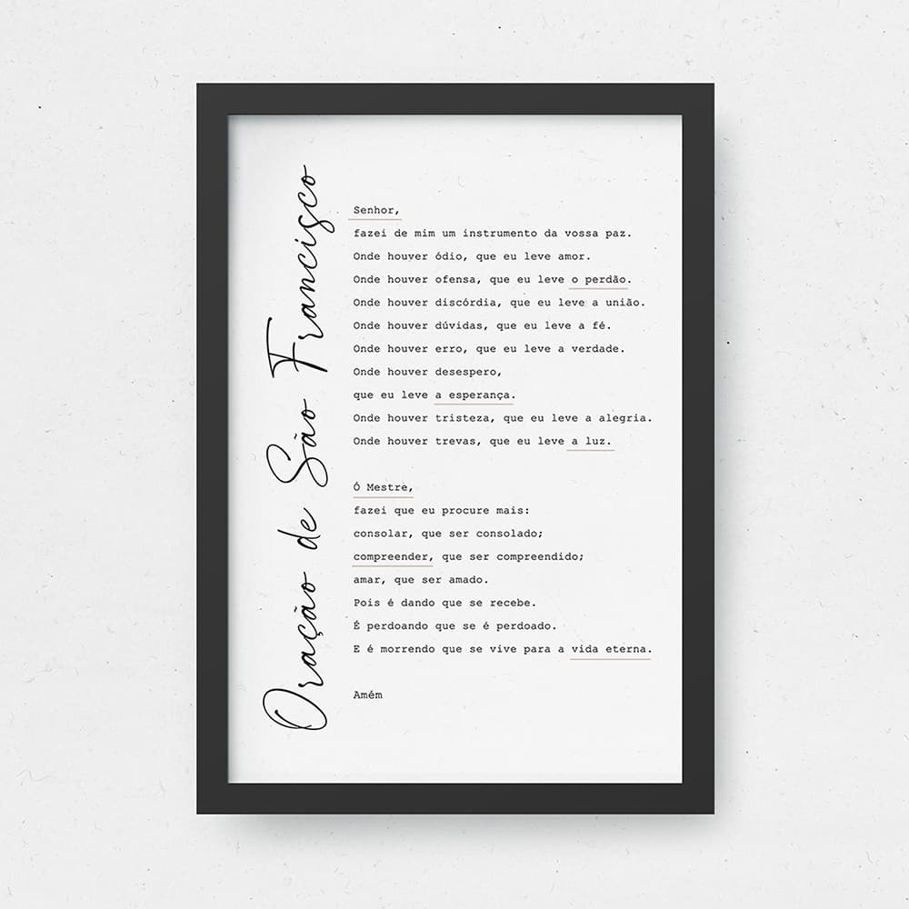 Quadro Oração De São Francisco A4 Quadro Cristão Gospel Quadro Decorativo Religioso