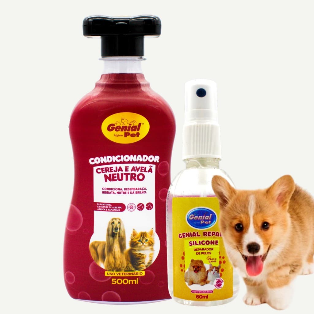 Óleo Fluído Finalizador Reparador Pet e Condicionador Pet Genial Profissional Imediato