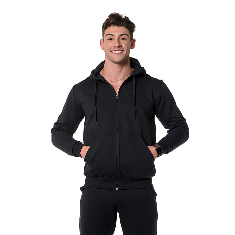 Blusa De Moletom Com Zíper Casaco de Frio Com Capuz Masculina