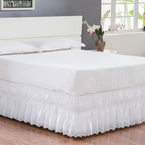 Saia Box Para Cama Queen Perolla Bordado - Branco