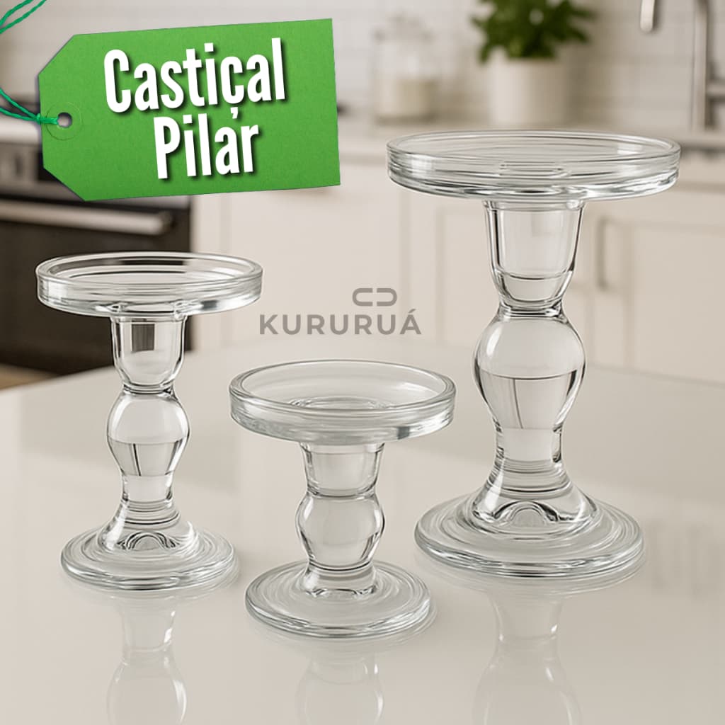 Castiçal de Vidro Porta Velas Aromáticas Mini Votiva 3 Dias Transparente