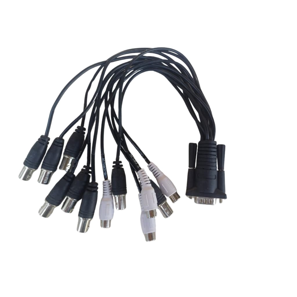 1 Cabo Vga 15 Pinos P/ Placa Cftv 8 Conectores Bnc + 4 Rca