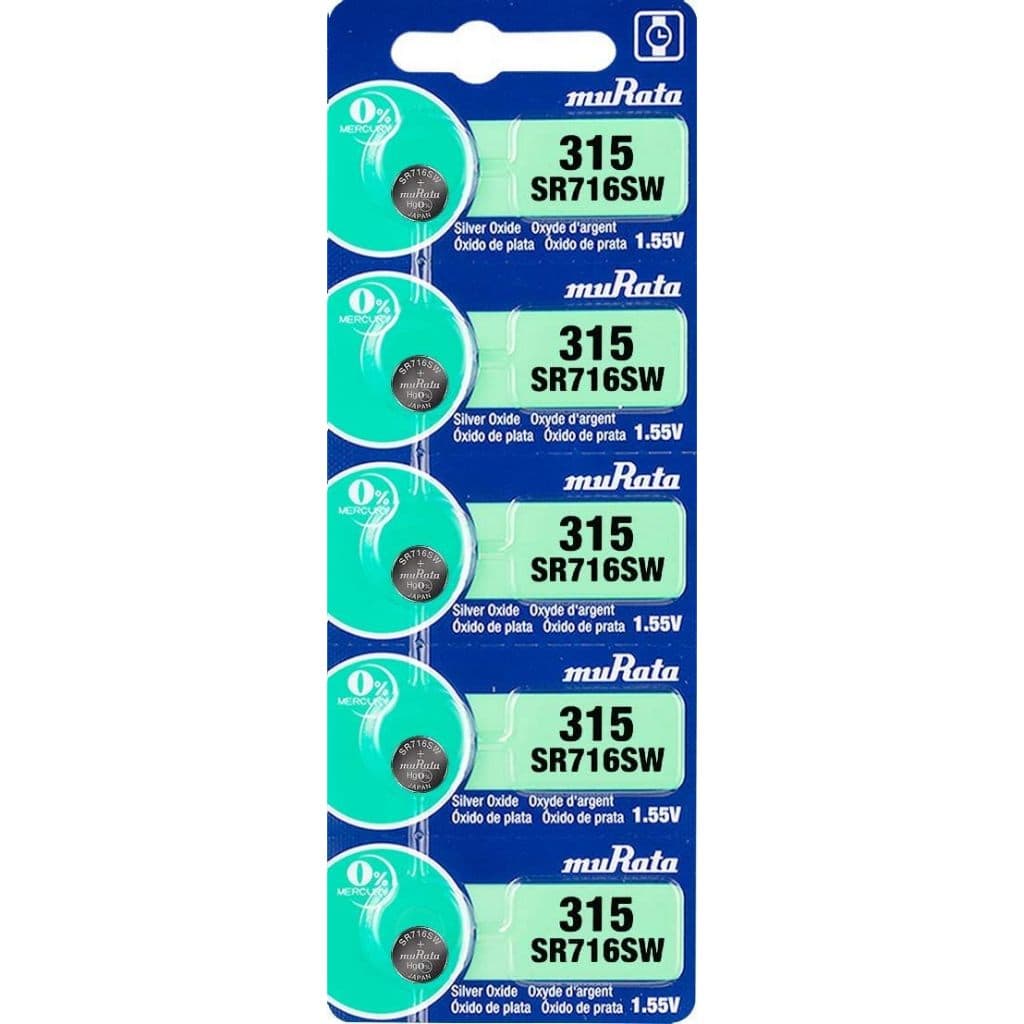 05 Bateria Relógio de pulso 315 SR716SW Murata 01 Cartela 5 un