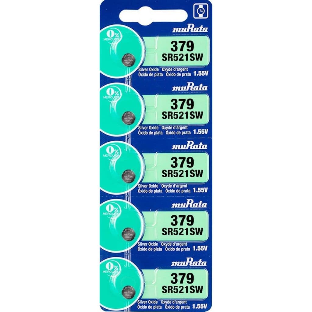 05 Bateria Relógio de pulso 379 SR521SW Murata 01 Cartela 5 un
