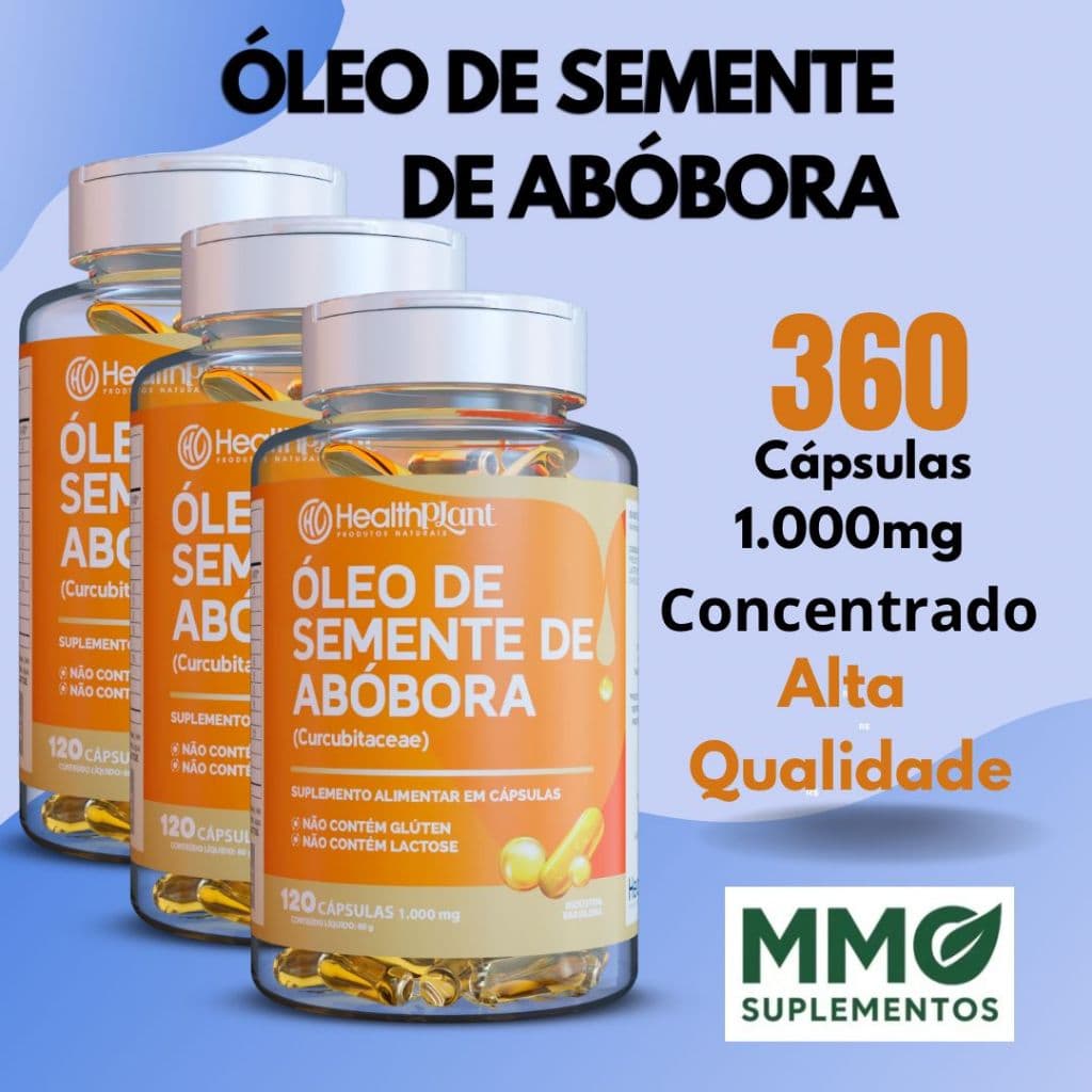 Óleo de Semente de Abóbora 1.000mg 120 Cápsulas - Premium - Alta Qualidade