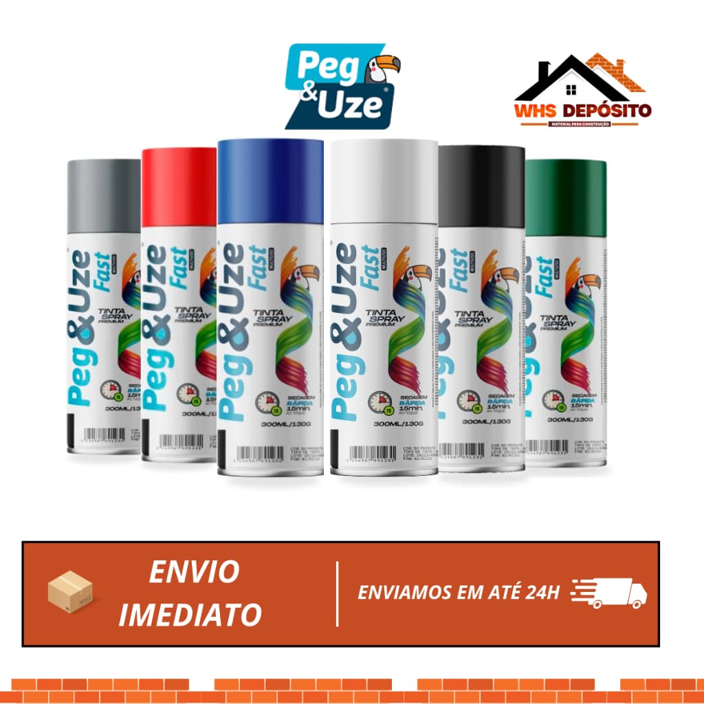 Tinta Spray Peg & Uze Fast Multiuso Premium 300ml Uso Geral– Alta Cobertura e Secagem Rápida