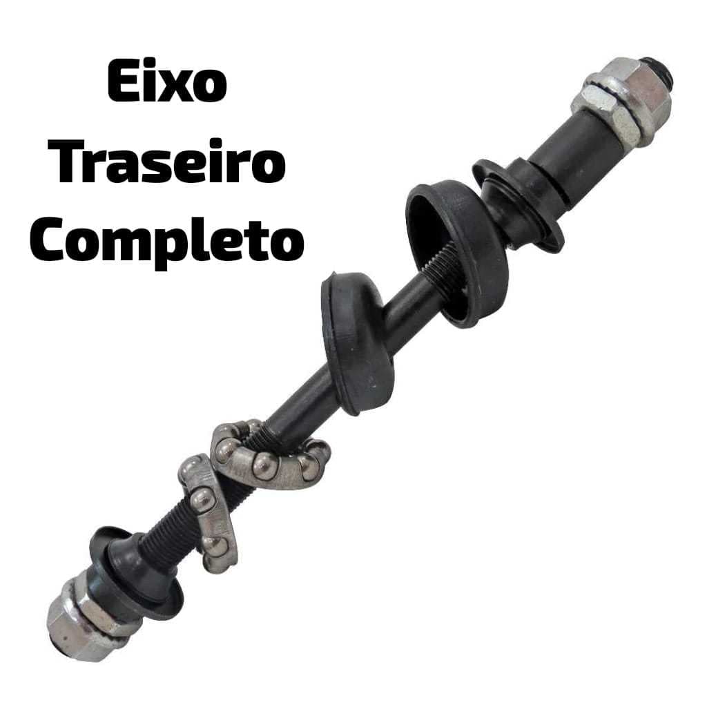 Eixo Traseiro Reforçado Completo 175mm Preto Bicicleta Bike