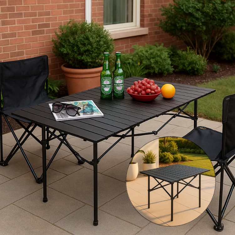 Mesa De Camping 4 ou 6 Lugares Praia Jardim Dobrável Leve Portátil Fácil Montar Compacta Resistente