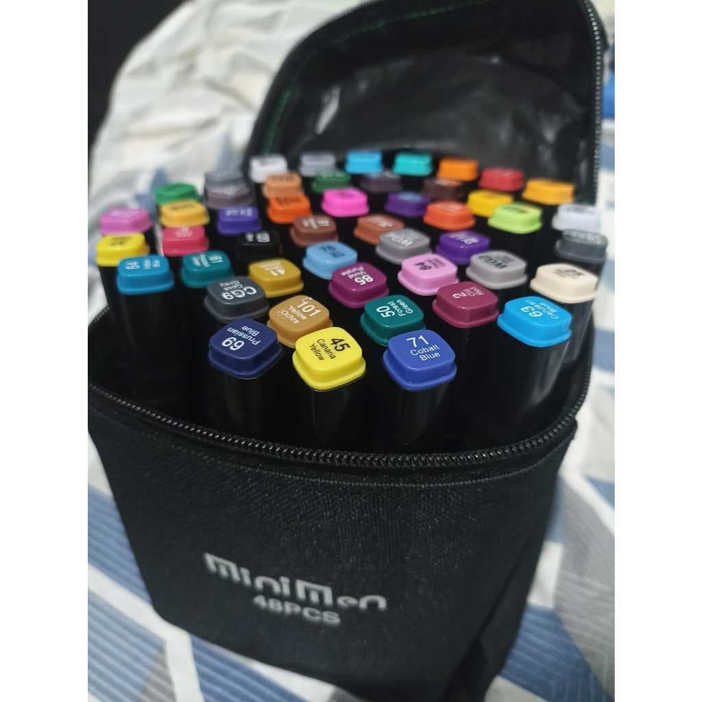 Kit 24/36/48/60/80 Cores Canetinha Marcadora Com Ponta Dupla Pintura De Arte