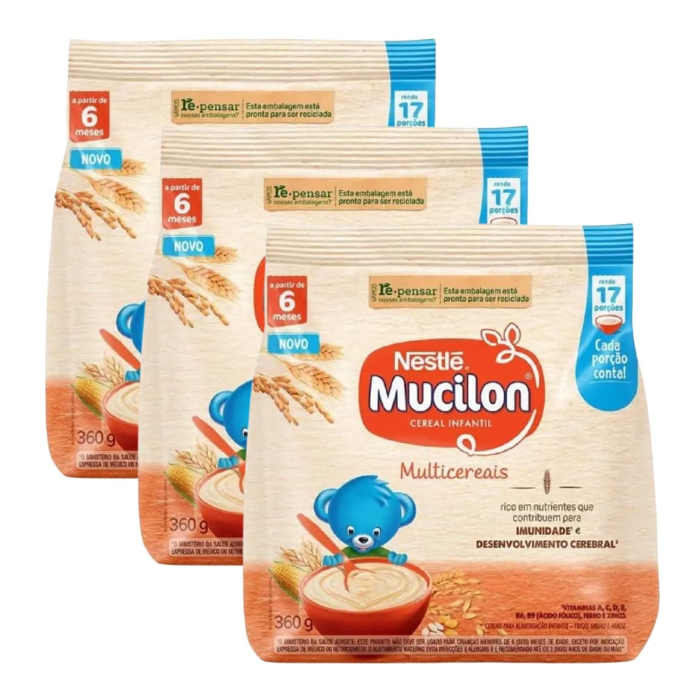 Cereal Bebê Multicereais 360g Mucilon Rico em Nutrientes Desenvolvimento
