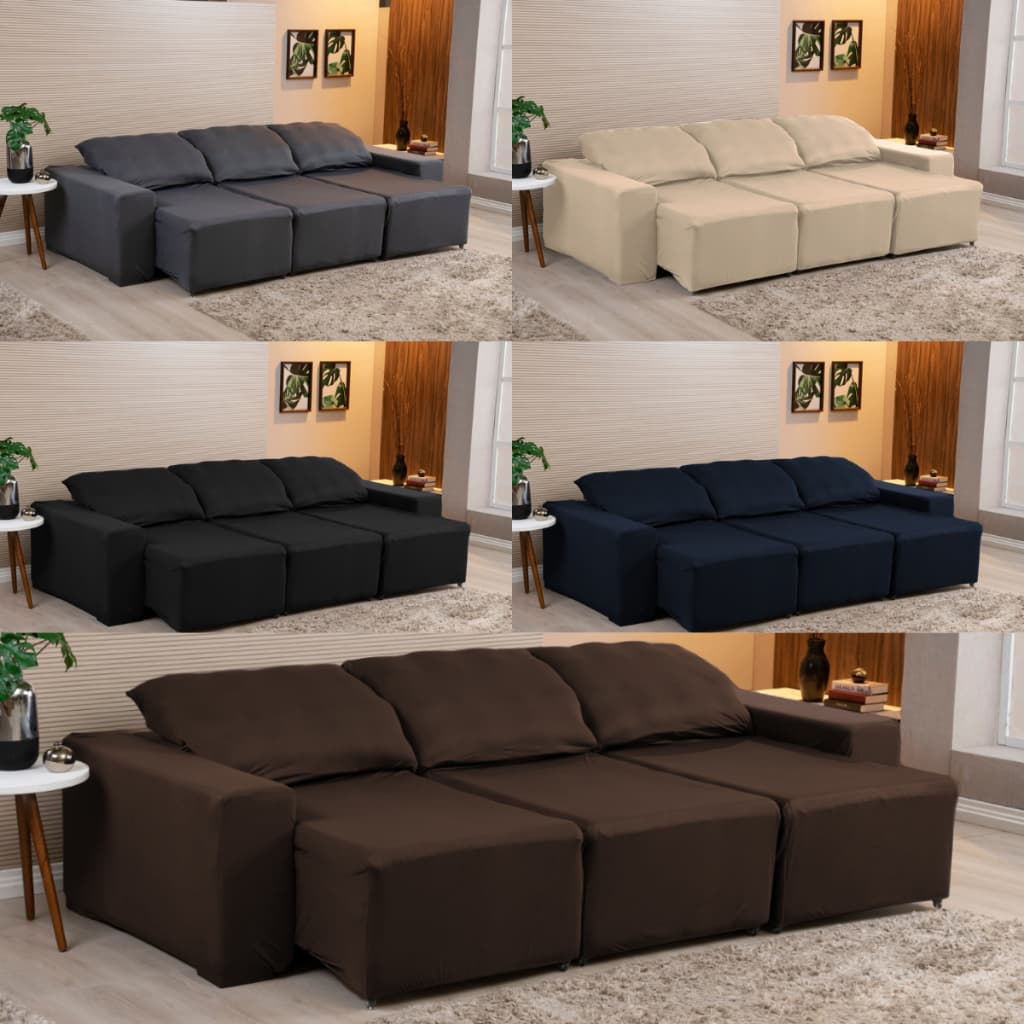 Kit Capa para Sofá 3 Lugares + 2 Almofadas Excelente Acabamento - Cores Variadas