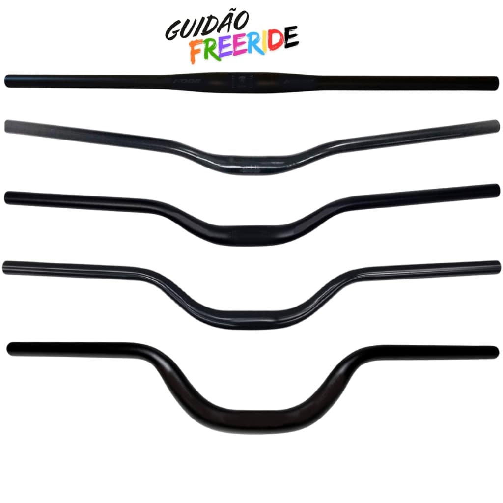 Guidão Bicicleta Freeride Mtb Alumínio 31.8 X 720mm Preto Reto Curvo Curvo Alto