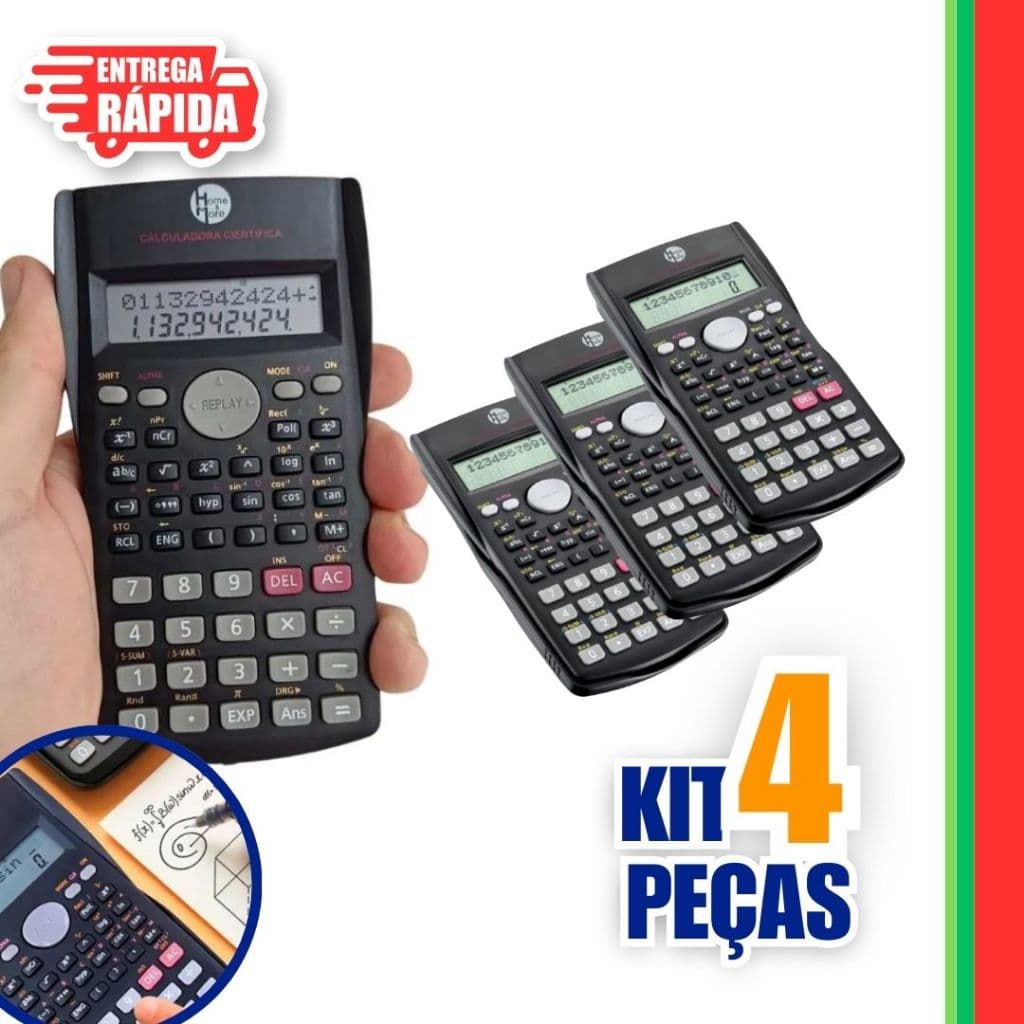 KIT 4 Calculadora Científica Com 240 Funções P/ Escola e Faculdade Escritório Equipamentos Escolar