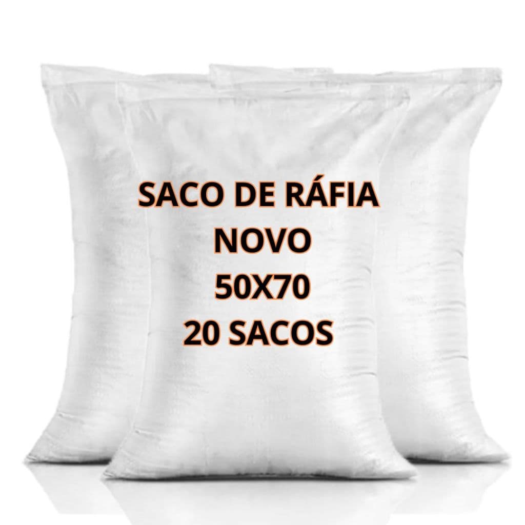 Kit C/20 Sacos De Ráfia Novo 50x70 Entulho, Ração, Construção, Reforma 40kg