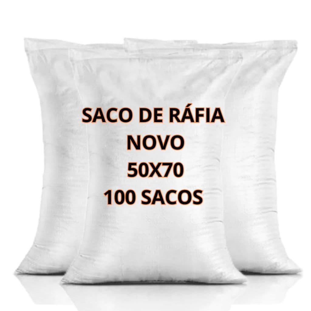 Kit C/100 Sacos De Ráfia Novo 50x70 Entulho, Ração, Construção, Reforma 40kg