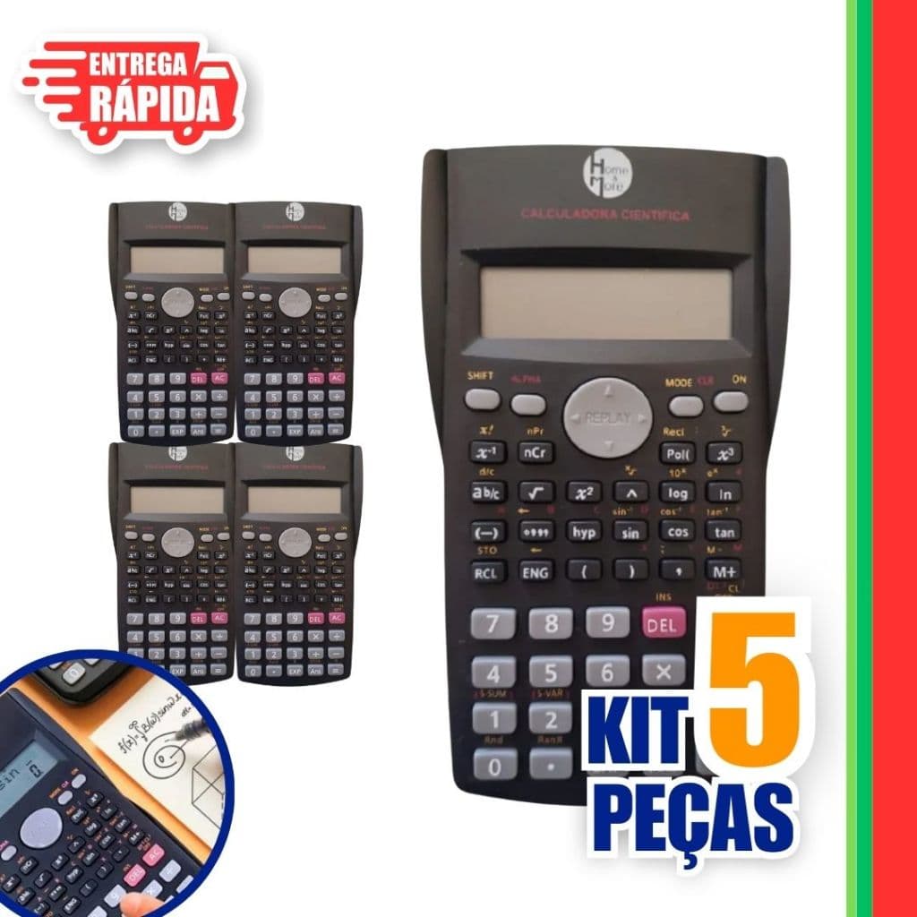 5 UNID Calculadora Científica Com 240 Funções P/ Escola e Faculdade Escritório Equipamentos Escolar