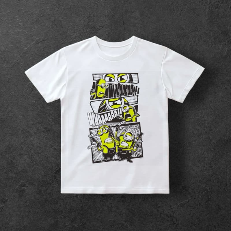 Camiseta Branca Infantil Estampa Neon Minions 100% algodão