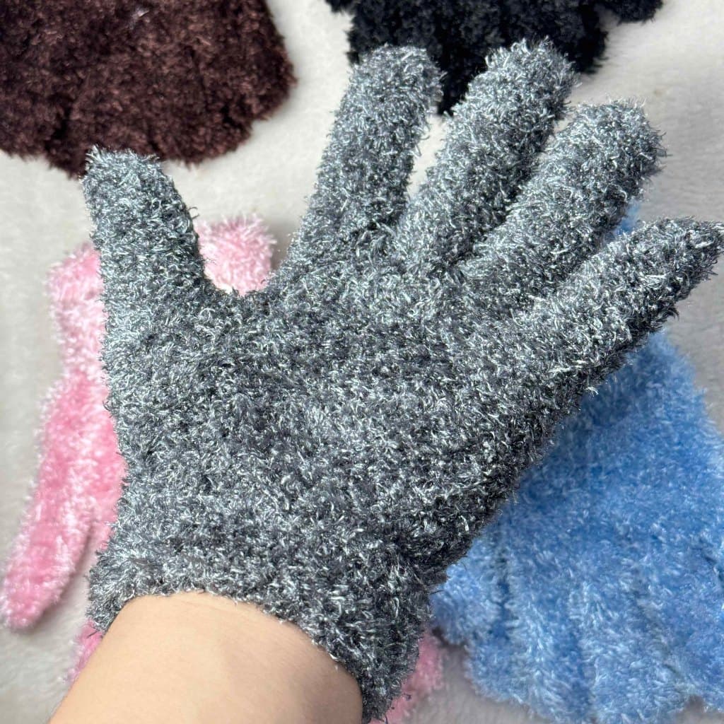 kit  Luva peludo felpuda colorida  unissex outono inverno