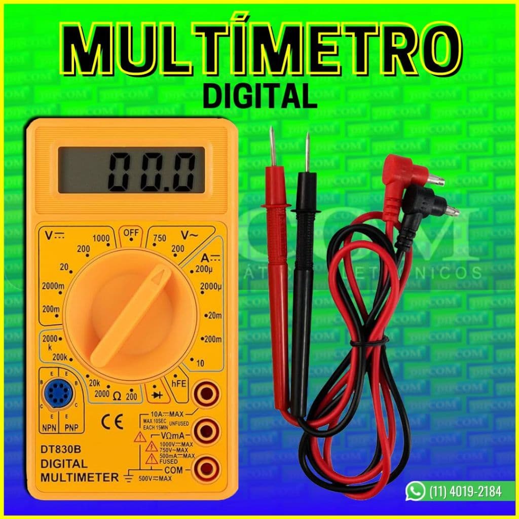 Multímetro Digital Profissional Portátil com Bipe Exbom Original