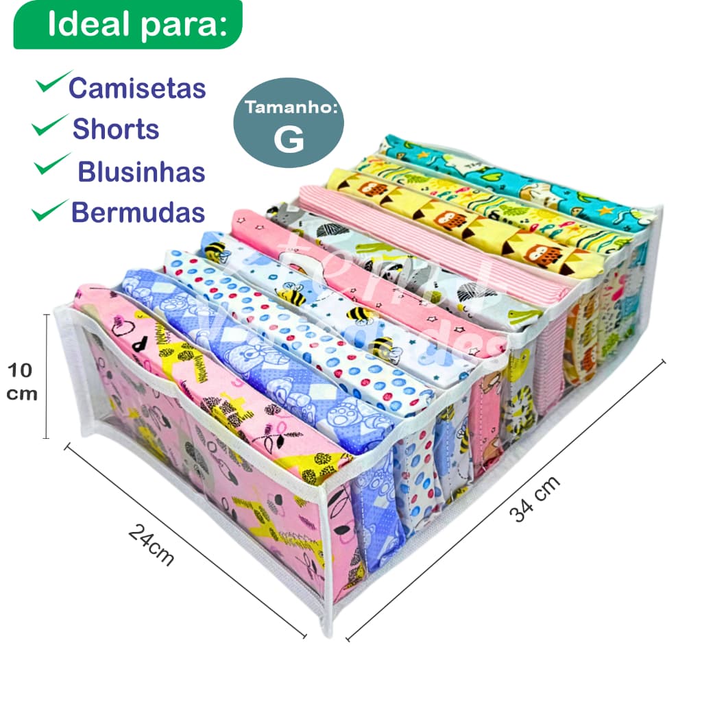 Colmeia Organizadora Tamanho G – Ideal para Camisetas, Shorts e Bermudas / Organizador de Gavetas