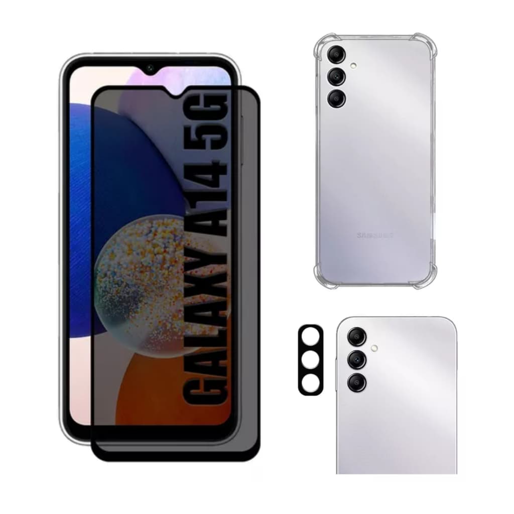 Película Privacidade Spy Samsung A14 + Capa Capinha Anti Shock + Câmera