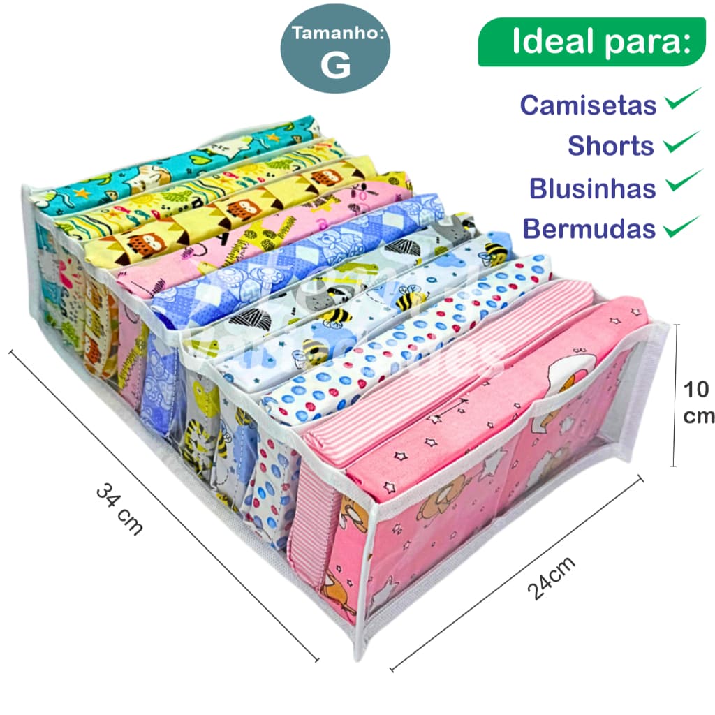 Organizador de Guarda Roupas  G | Colmeia Organizadora de Gavetas Tamanho G – 10x24x34cm