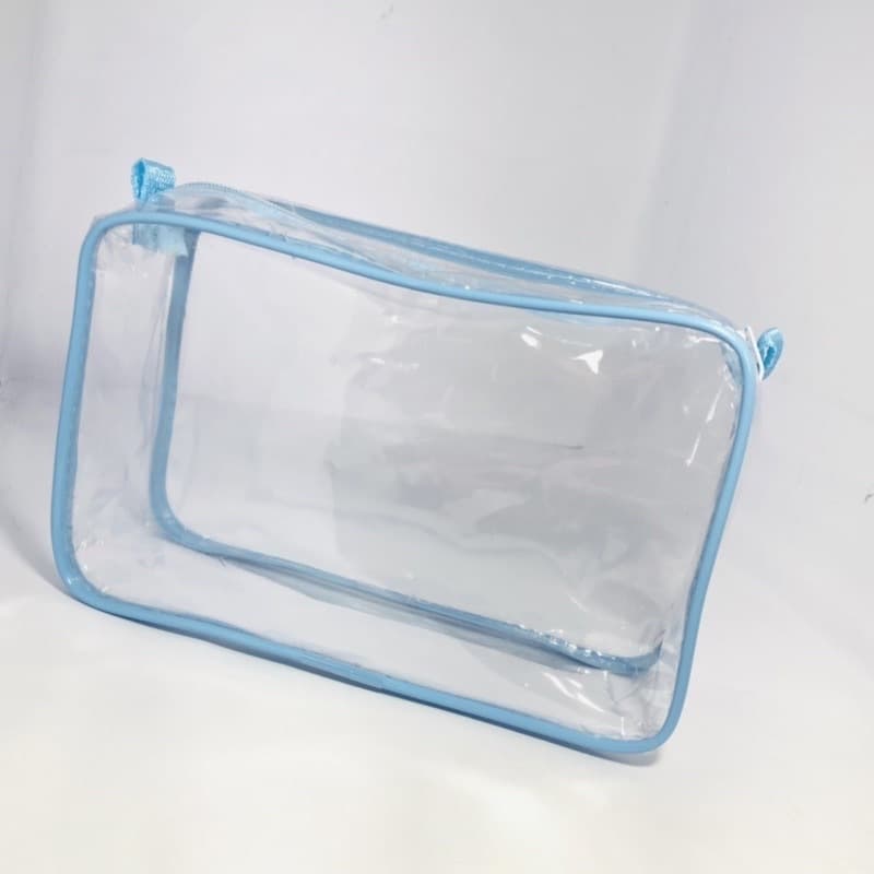 KIT 8 NECESSAIRE TRANSPARENTE E AZUL