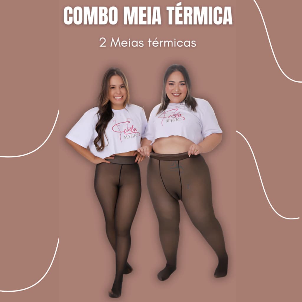 Kit 2 Meias Térmicas Femininas Peluciadas Inverno Conforto Aconchegante Quente