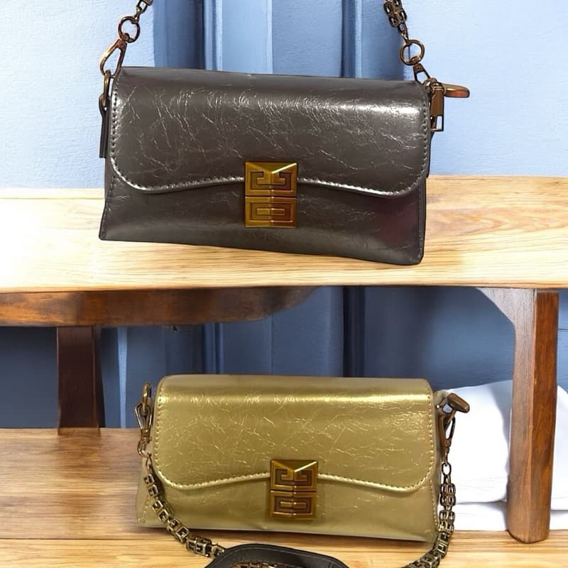 Bolsa de festa pequena bronze e dourada