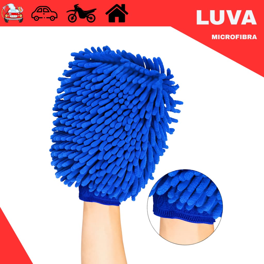 Kit Luvas Microfibra Multiuso Dupla face | Limpeza Automotiva e Doméstica