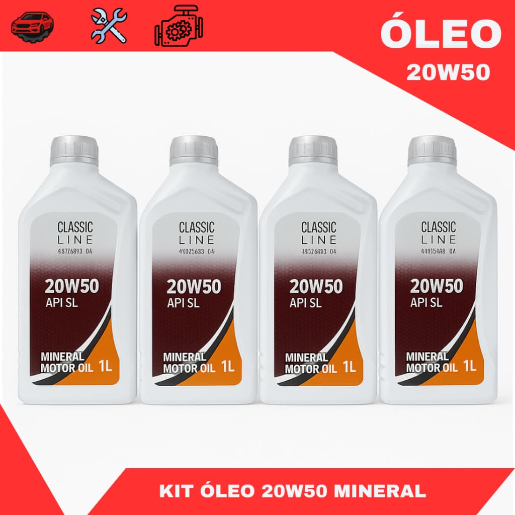 Kit 4 Óleos 20w50 Celta Mineral API SL Mopar Classic Line  Shell.