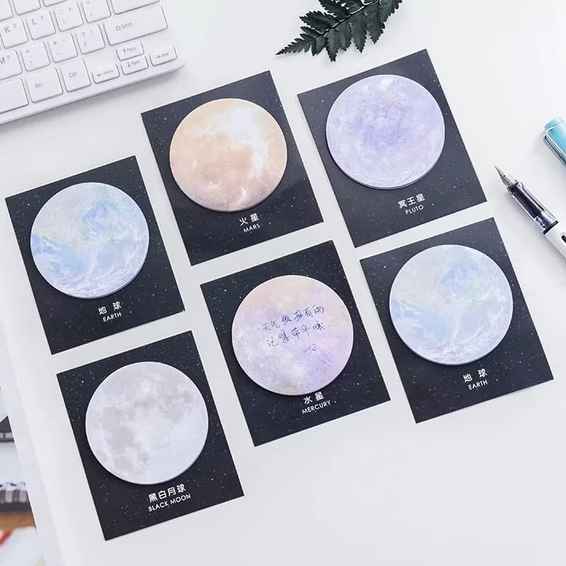 Bloco de Post It Planetas Marcador de página smart note autocolante papelaria fofa kawaii