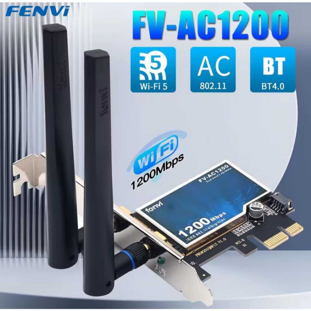 Placa de rede wi-fi e Bluetooth Fenvi - adaptador sem fio PCI-E, Wi-Fi 5, AC1200, envio imediato